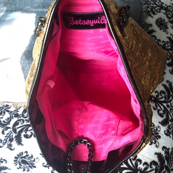 SOLD-Gold Sequins Betsey Johnson tote - Picture 5 of 5